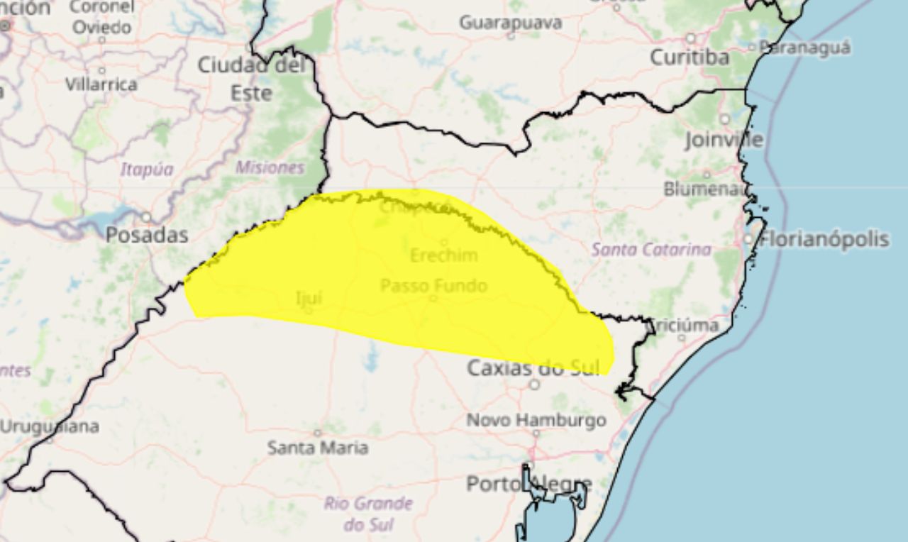 Trata-se de um alerta amarelo para baixa umidade no sul do país 